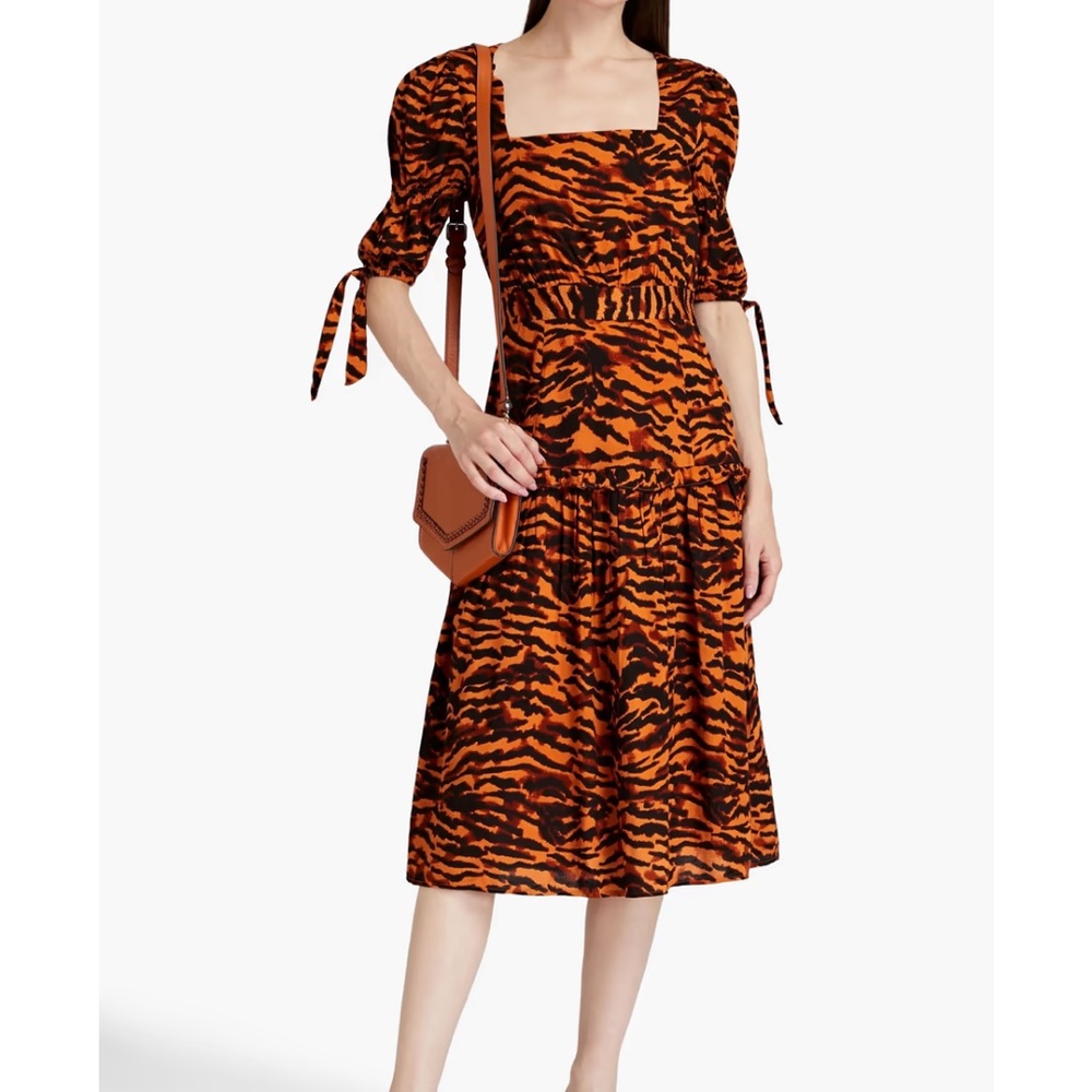 WALTER‎ BAKER Yosline Gathered Tiger Jacquard Midi Dress Size 4 NWOT - Picture 6 of 14